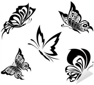Black White Butterflies Of A Tattoo Sticker • Pixers® - Tattoo (400x400)