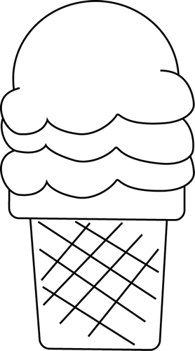 Black Ice Clipart - Ice Cream Cone Clip Art Black And White Png (278x500)