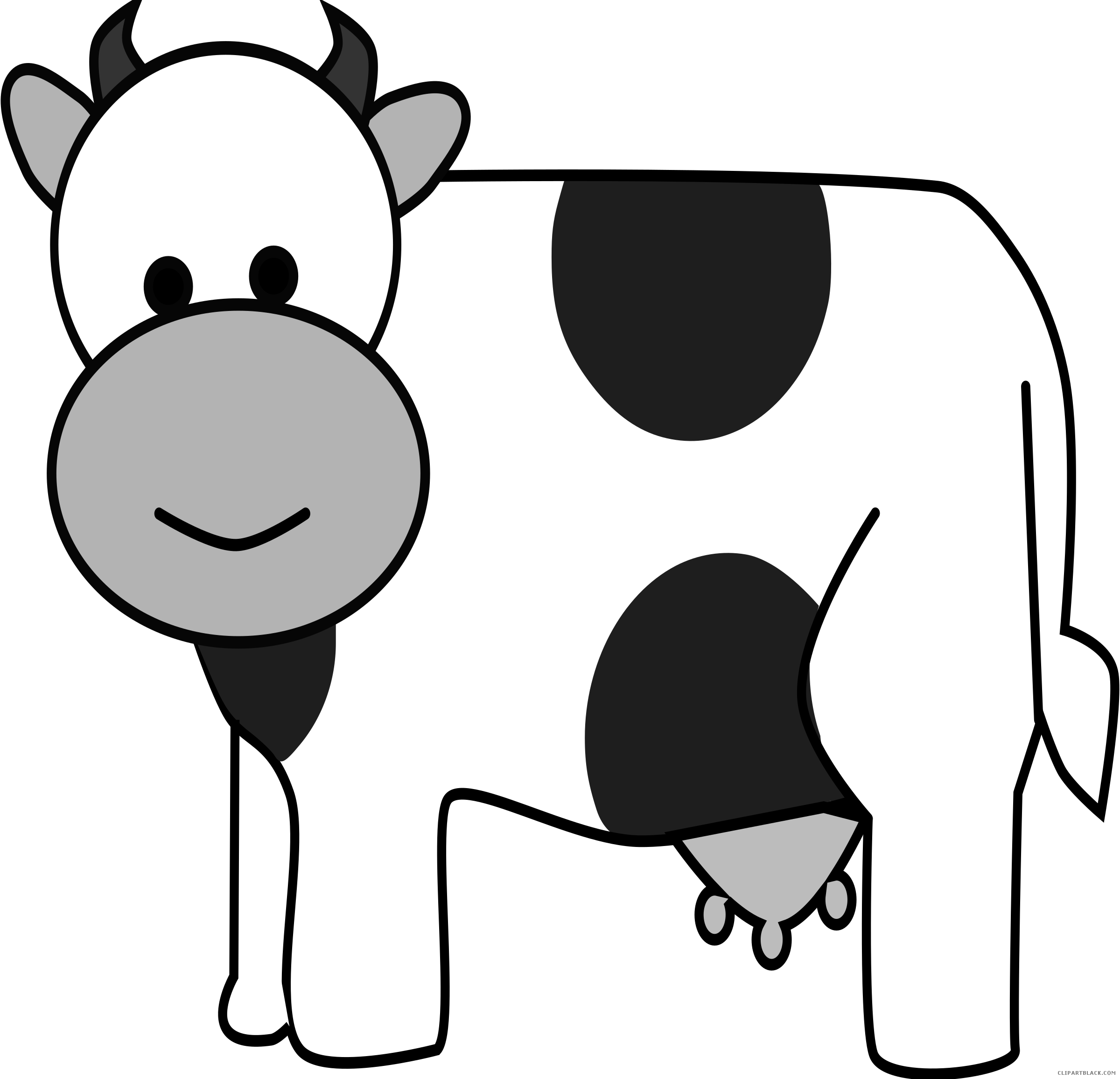 Cow Animal Free Black White Clipart Images Clipartblack - Breastfeeding Signs (2400x2311)