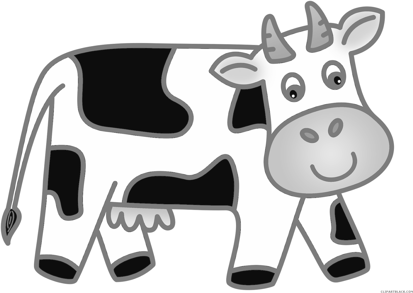 Cow Animal Free Black White Clipart Images Clipartblack - Cow Wall Decor Clock (1600x1131)
