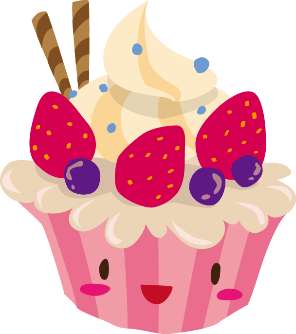 Cupcake Birthday Cake Cartoon - Cute Cup Cake Cartoons (608x686)