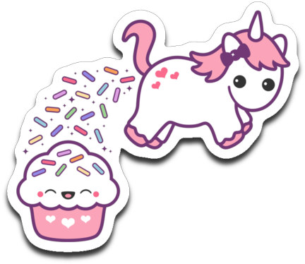 Unicorn Pooping On Cupcake Stickers - Woman Dont Fart Unicorn (512x389)