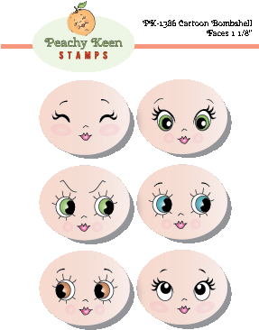 Pk 1386 Cartoon Bombshell Faces 1 1 8th Inch - Pk-1500 Rosie's Favourites, Peachy Keen Stamps Clear (311x400)