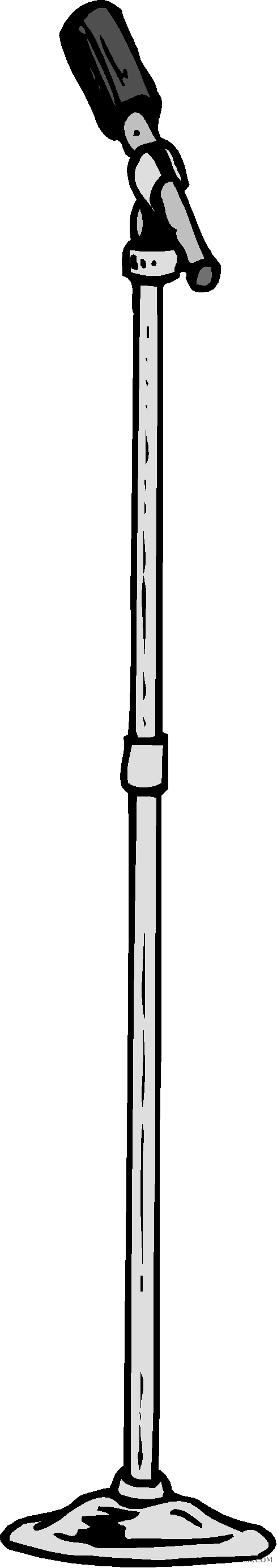 Microphone Stand Tools Free Black White Clipart Images - Microphone Stand Clipart Png (489x2762)