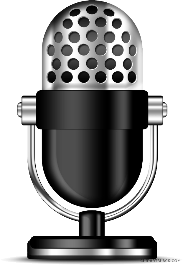 Microphone Transparent Tools Free Black White Clipart - Radio Mic Png (621x898)