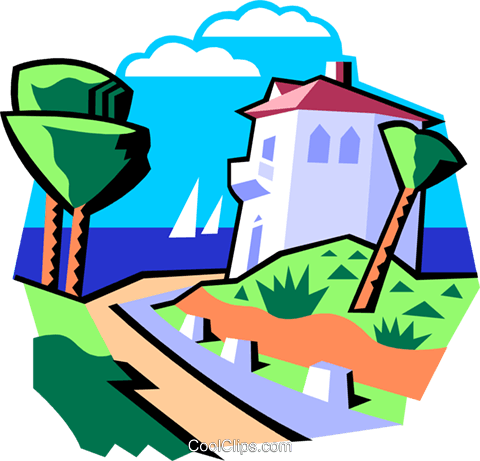 Beach House Royalty Free Vector Clip Art Illustration - Beach House Clipart Transparent (480x461)