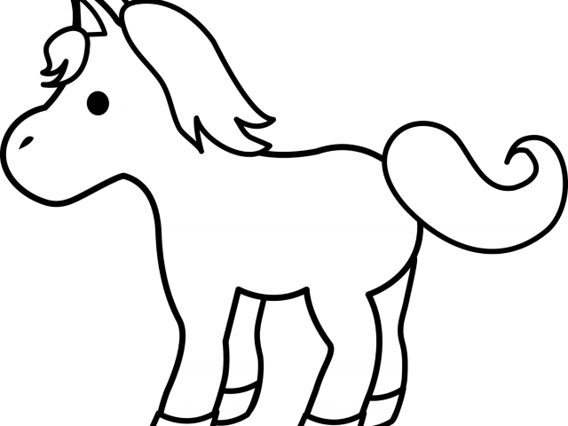 Pony Clipart Animalsblack - Baby Horse Clipart Black And White (640x480)