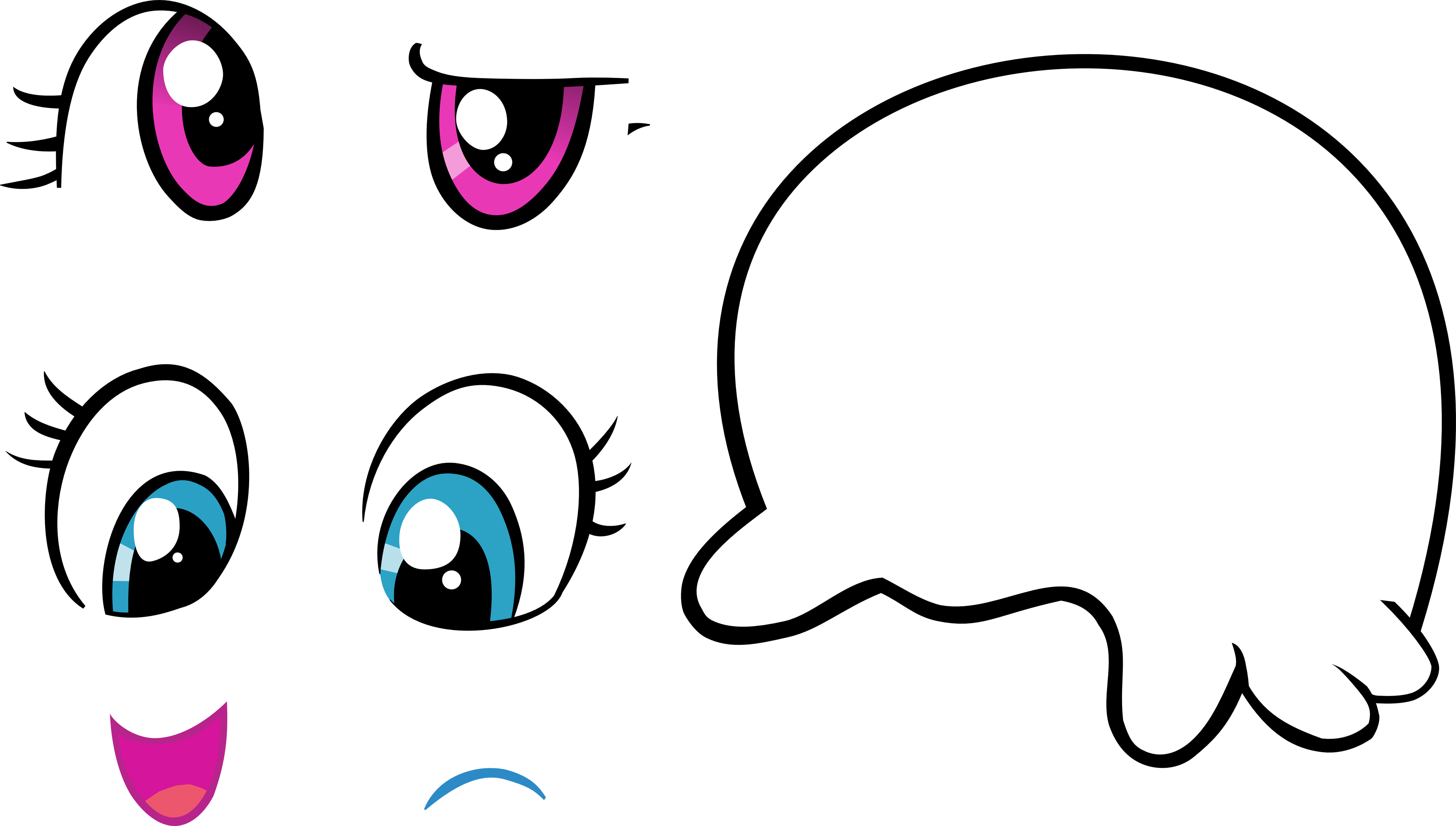 Pinkie Pie Rainbow Dash Face White Black Facial Expression - Pinkie Pie Rainbow Dash Face White Black Facial Expression (3966x2250)