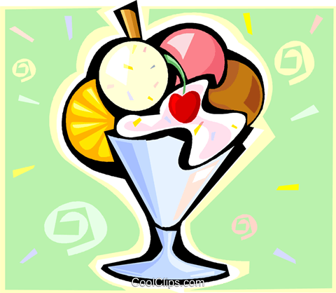 Ice Cream Sundae With Fruit Royalty Free Vector Clip - Ice Cream Sundae (480x418)