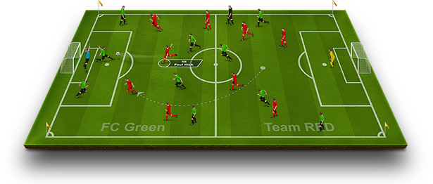 The Soccer Set Kicker Icons, Field And Elements - Soccer Field Png 3d (615x262)