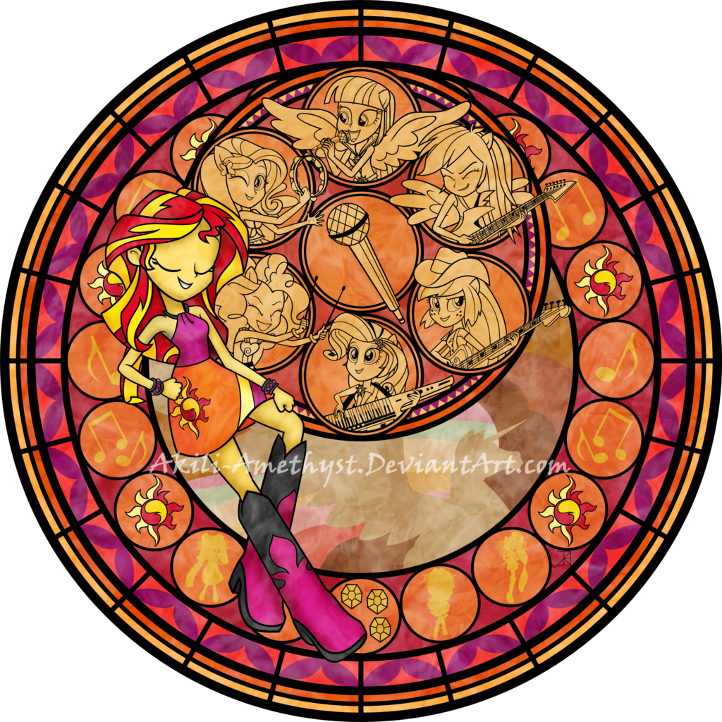 Stained Glass Clipart Rainbow - Mlp Rainbow Rocks Sunset Shimmer (2100x2100)