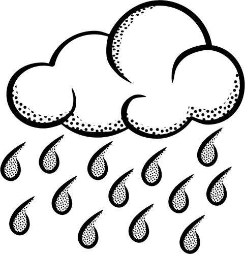 Vektor Ilustrasi Berpikir Garis Seni Hujan Awan - Clipart Rain Black And White (482x500)