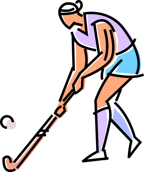 Vector Illustration Of Team Sport Of Field Hockey Player - Clip Art (583x700)