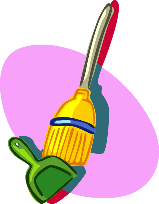 Vector Illustration Of Cleaning Broom And Dust Pan - Broom And Dustpan Clipart Png (548x700)