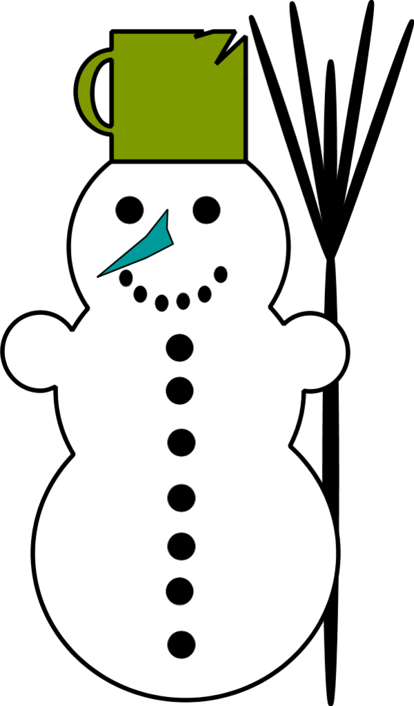 Snowman Holding Broom - Clip Art (600x1022)