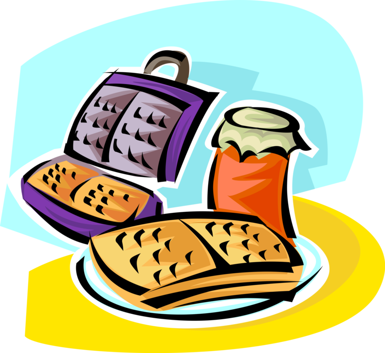 Vector Illustration Of Breakfast Batter Cake Waffle - Waffeleisen Clipart (764x700)