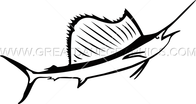 Sailfish Clipart Svg - Sailfish Black And White (825x440)