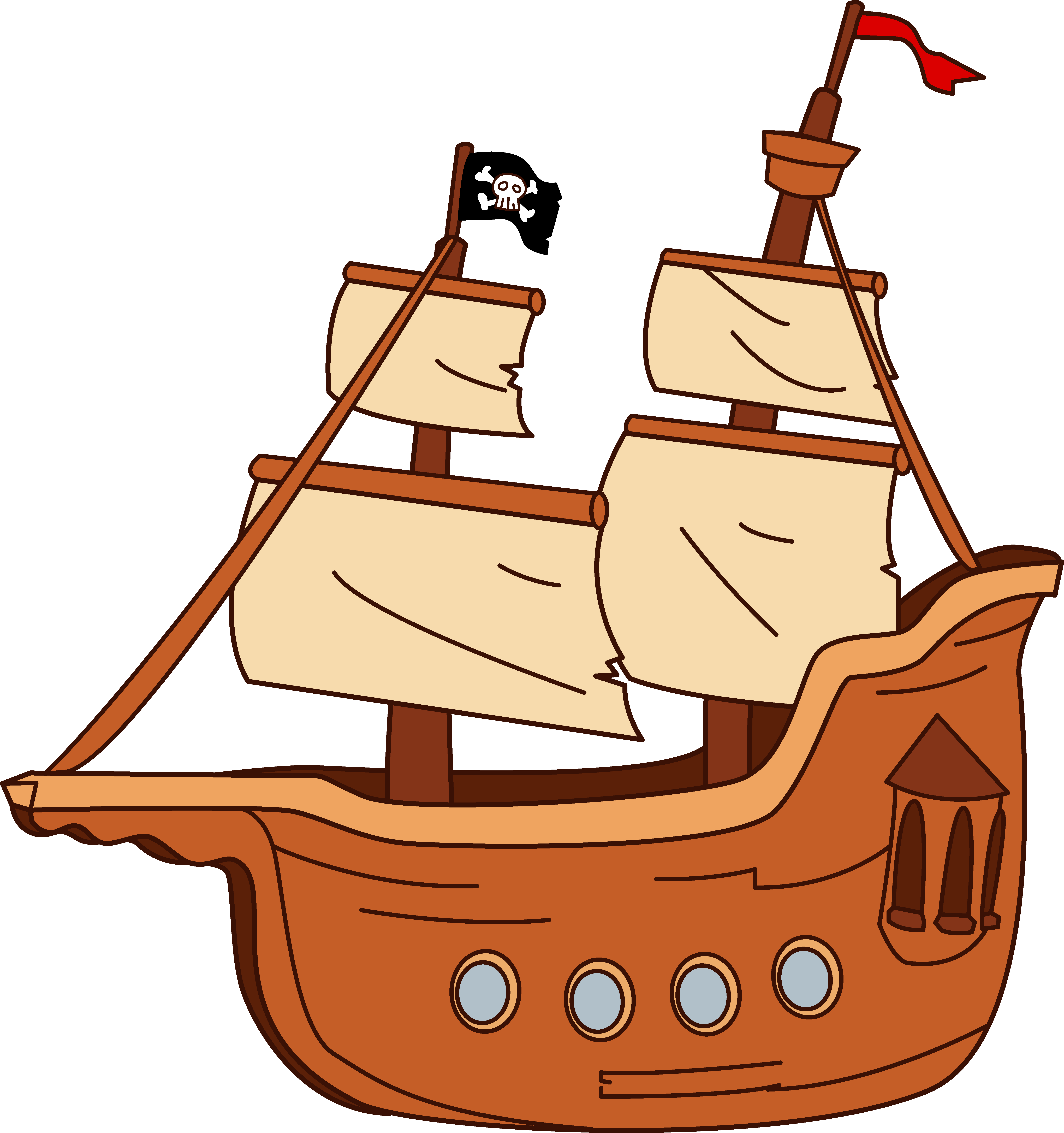 Ship Cartoon - Pirate Ship Cartoon (6205x6606)