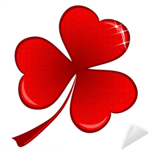 Lucky Red Heart Clover, Isolated On White Background, - Clover (400x400)
