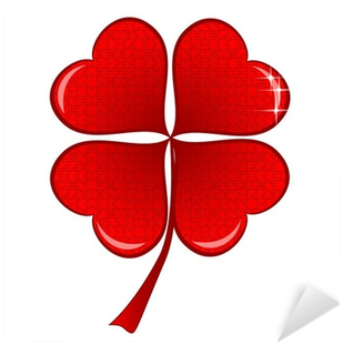 Lucky Red Heart Clover, Isolated On White Background, - Trevo Da Sorte Vermelho (400x400)