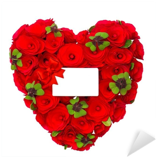 Red Heart Of Roses With Clover Leaves And White Card - Clover (400x400)