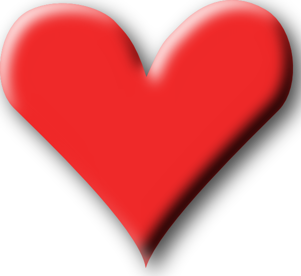 Red Heart Valentine - Dibujo De Corazon Con Sombra (600x551)