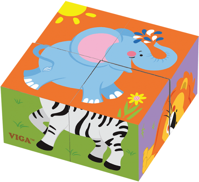 4pcs 6 Side Cube Puzzle Wild Animals - Viga Wildlife Cube Puzzle (700x630)