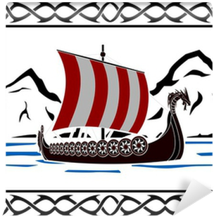 Stencil Of Viking Ship Second Variant Wall Mural • - Vikings (400x400)