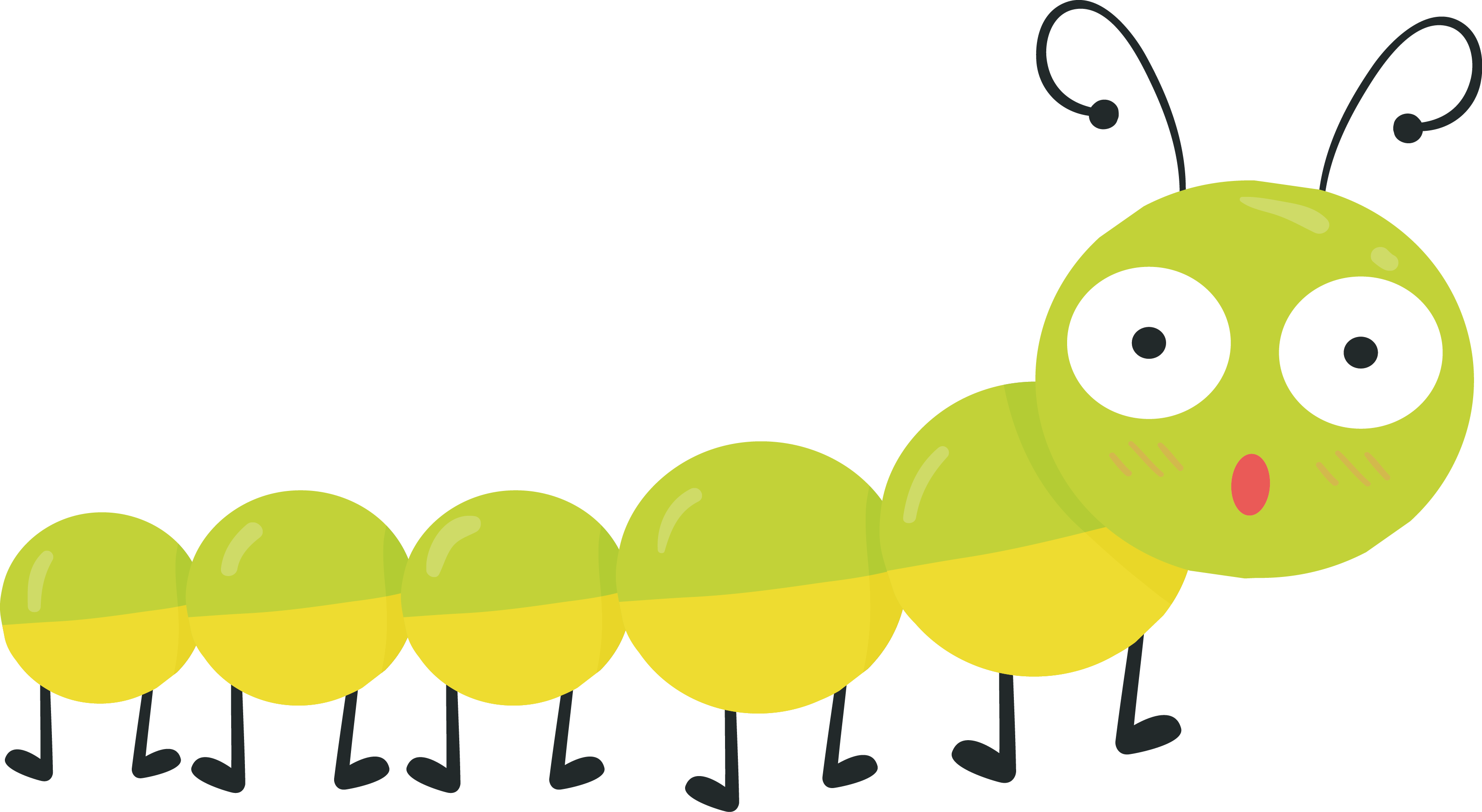 Cartoon Spring Bug - Yellow Caterpillar Vector (3340x1831)