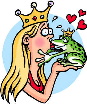 I'm Getting Warts From Kissing Too Many Frogs - Cartoon Princess Kissing Frogs (318x380)