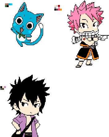 Happy, Natsu, And Gray From Fairy Tail - Fairy Tail Natsu Chibi (487x487)