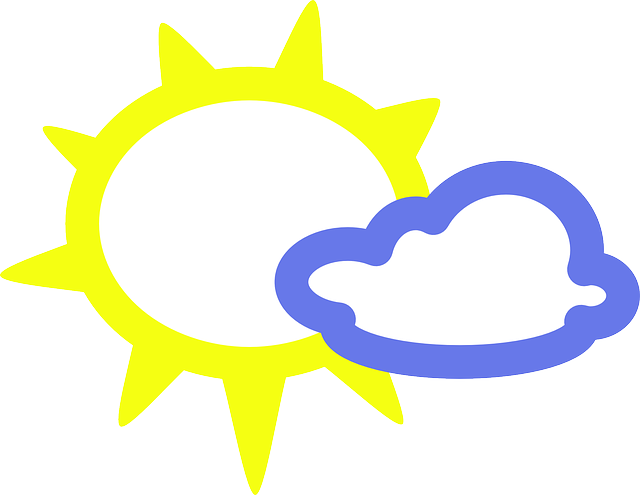 Overclouded Sunny, Cloudy, Sun, Cloud, Overcast, Overclouded - Weather Symbols Sun (640x495)