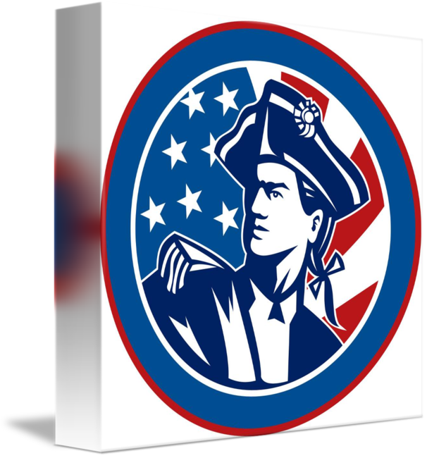 American Revolutionary Soldier With Stars And Stri - Emblem (606x650)