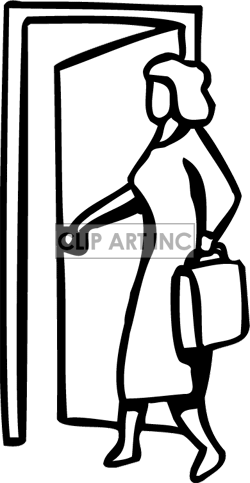 Door Clipart Woman - Enter Clipart Black And White (250x483)