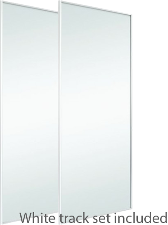 Classic White Frame Mirror Door & Track Set To Suit - Projection Screen (340x456)