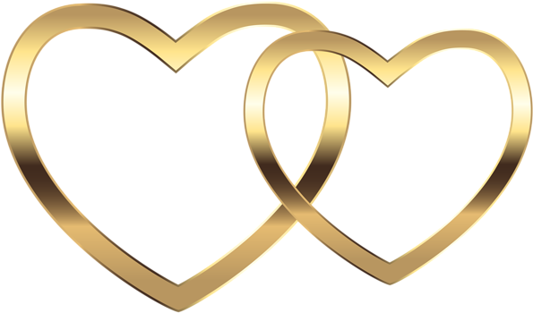 Transparent Two Gold Hearts Png Clip Art Image - Heart Gold Png Transparent (600x356)