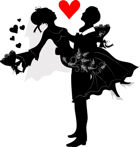 Bride And Groom Silhouettes - Silhouette Bride And Groom Png Hd (474x500)