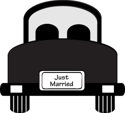 Marriage Announcement Cliparts - Just Married Car Clipart Png (400x361)