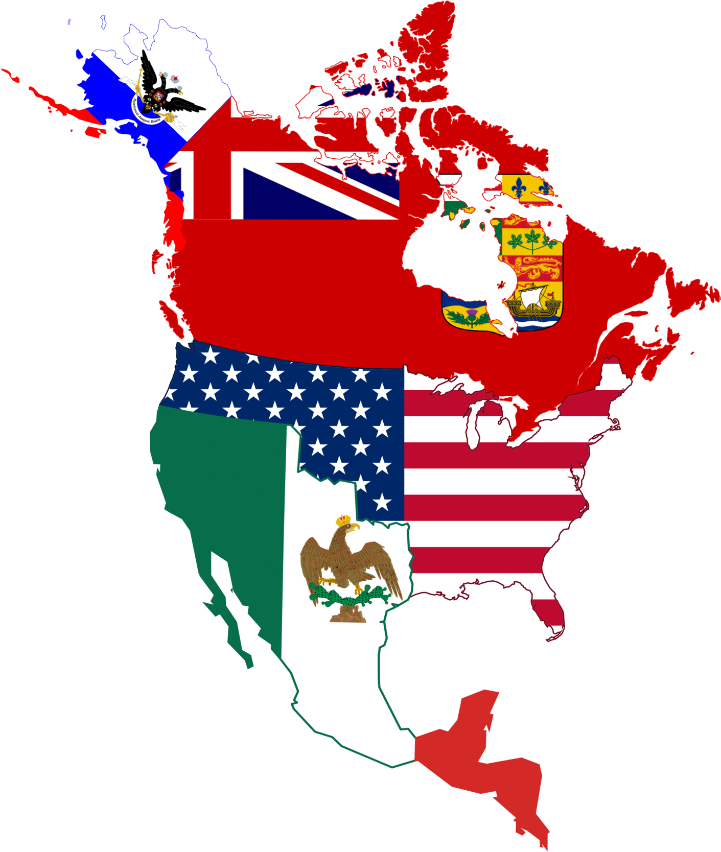 Flag Of The United States Map Flags Of North America - North America Flag Map (1480x1696)