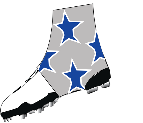 Silver, Royal Blue "super Star" Spats - Navy And Gold Spats For Cleats (500x485)