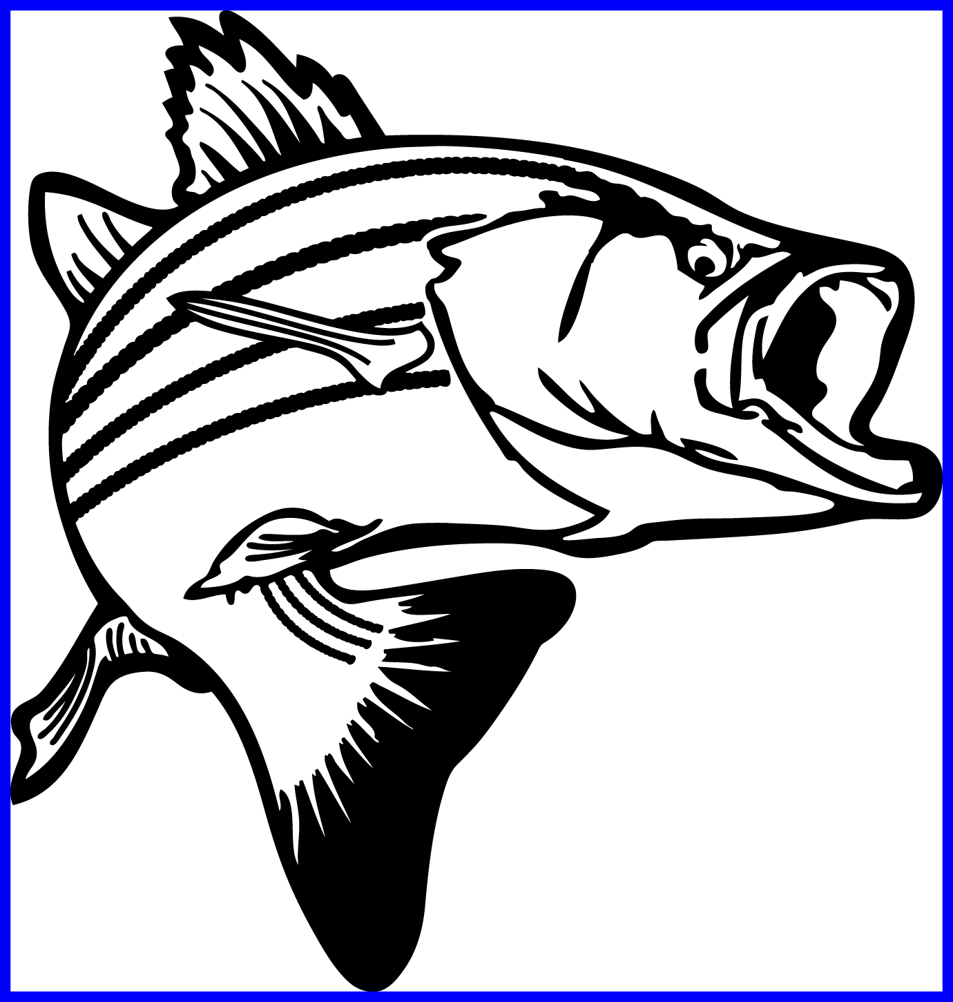 Fish Drawing Fish Drawing Artist Marvelous Jumping - Bass Clipart (1380x1451)