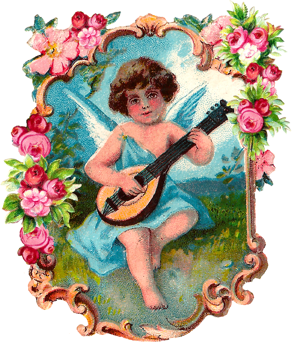 Vintage Angel Clip Art Will Add Lots Of Beauty To Any - Floral Design (1040x1233)
