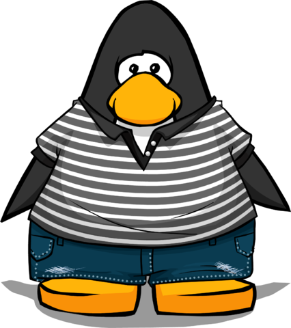 Grey Shirt N Shorts On Player Card - Club Penguin Raincoat (426x480)