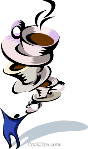 Coffee Shopwaiter Balancing Coffee Cups Royalty Free - Coffee (282x480)