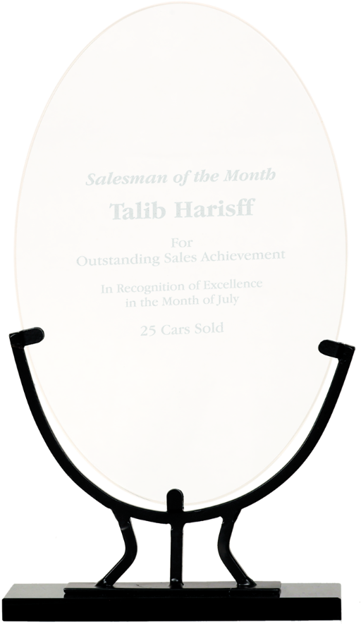 Large Oval Vintage Glass With Metal Base - Glass (521x900)