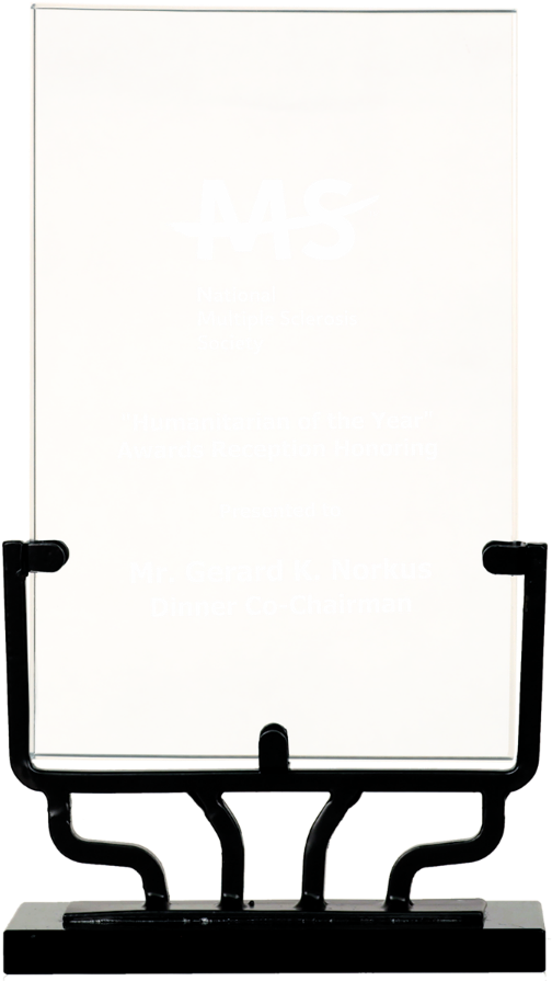 Large Vertical Rectangle Vintage Glass With Metal Base - Glass (516x900)