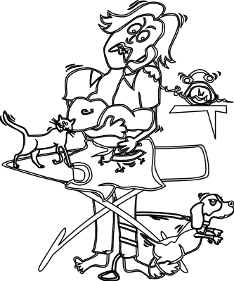 Busy Mom Black White Line Art 90 - Busy Pictures Black And White (333x399)
