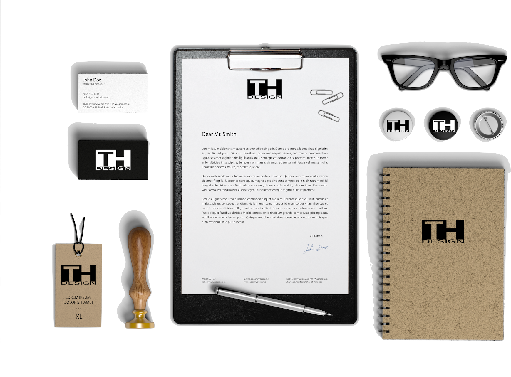 Contact Info - Brand Identity Mockup Free Psd (1920x1312)