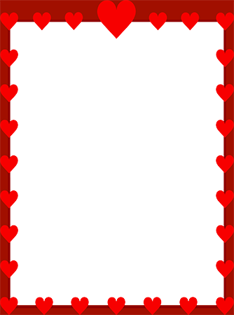 Border With Red Hearts - Valentines Day Border Clip Art (334x450)