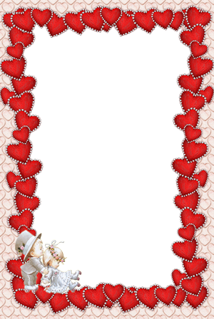 Red Hearts Frame - Pink Boarders (300x448)